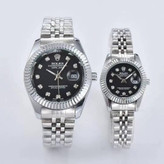 ست ساعت رولکس زنانه و مردانه ROLEX دیت جاست فول استیل صفحه سیلور (سفید) و مشکی + اشانتیون