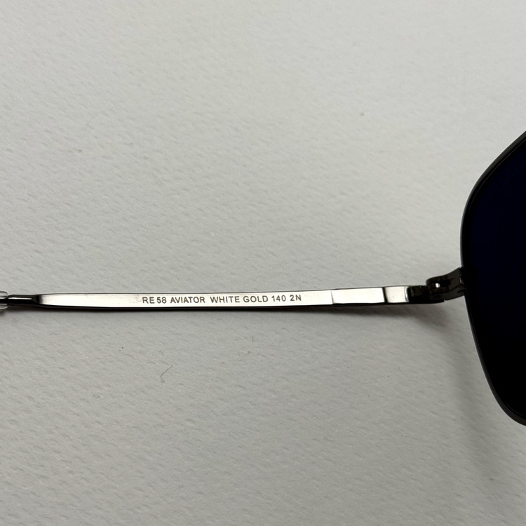 عینک آفتابی خلبانی رندولف شیشه سنگ آنتی رفلکس مشکی فریم نوک مدادی فول پک RANDOLPH AVIATOR RE 58 24K WHITE GOLD