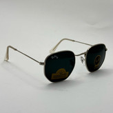 عینک ریبن هگزونال شیشه سنگ مشکی فریم نقره ای به همراه پک کامل ریبن کد Rayban RB 3548