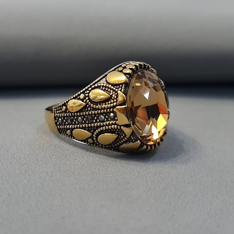 انگشتر طلایی بانگین طلایی استیل مردانه1002