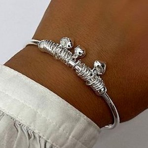 دستبند و بنگل آبکاری نقره زنانه طرح گره سیمی تنوع طرح رنگ کاملا ثابت کد sm (پس کرایه)