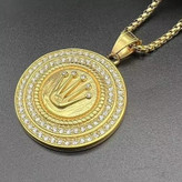 گردنبند و آویز پلاک فول نگین طرح رولکس Rolex رنگ ثابت کد vn (پس کرایه)