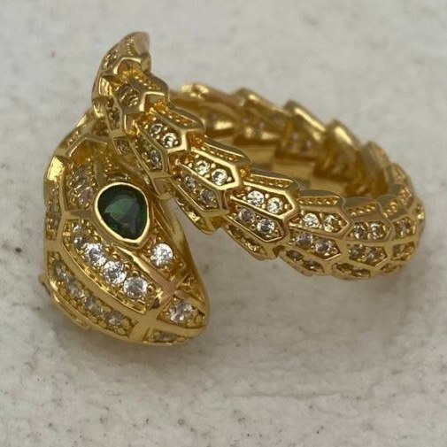 انگشتر آبکاری نقره زنانه طرح مار نگین فری سایز Freesize رنگ ثابت کد tj (پس کرایه)