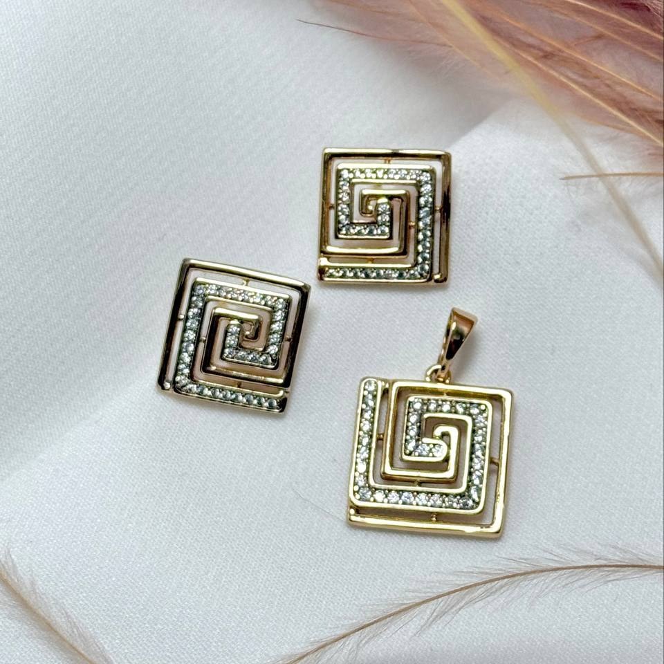 نیم ست گردنبند و گوشواره ژوپینگ زنانه طرح قلب نگین تنوع طرح رنگ ثابت کد sm (پس کرایه)