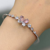 دستبند النگویی و بنگل زنانه طرح جواهری طرح دو طرفه گل و گوی مروارید تنوع طرح رنگ ثابت کد gy