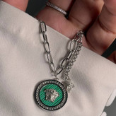 گردنبند و آویز پلاک استیل طرح دایره و بیضی آویز ورساچ VERSACE تنوع طرح رنگ ثابت
