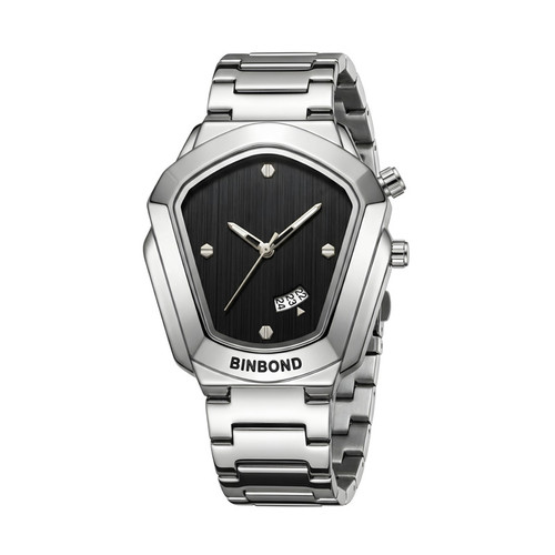 ساعت مچی عقربهای مردانه بین باند کوارتز مدل لوکس اسپرت قفل مخفی تاریخ شمار لومینوس کد B002