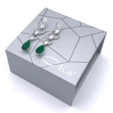 گوشواره زنانه لوسنتا کلیو | فول نگین اتریش با 3 لایه آب طلا و روکش رادیوم