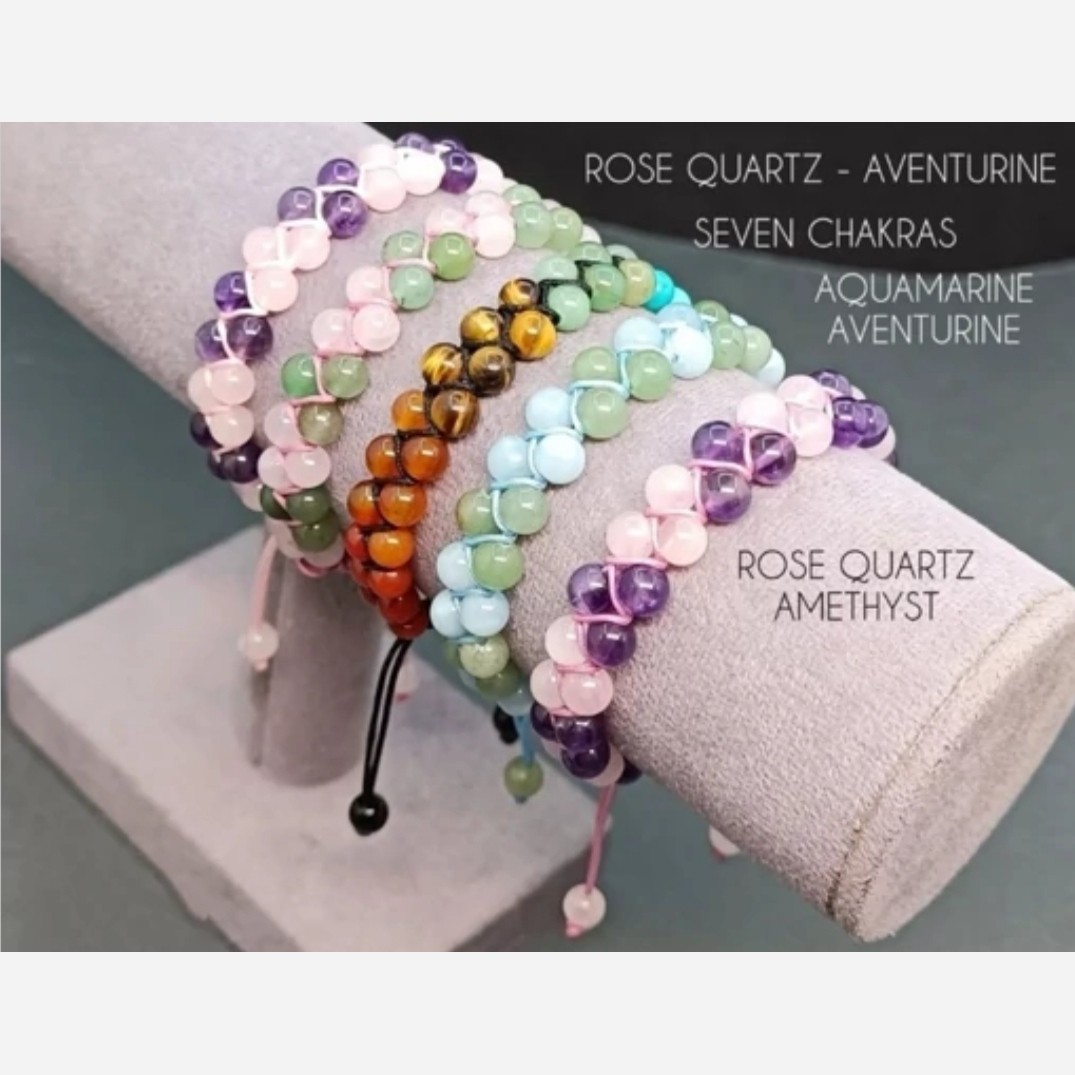 دستبند آمیتیست و رزکوارتز اصل دو لاین اسپورت