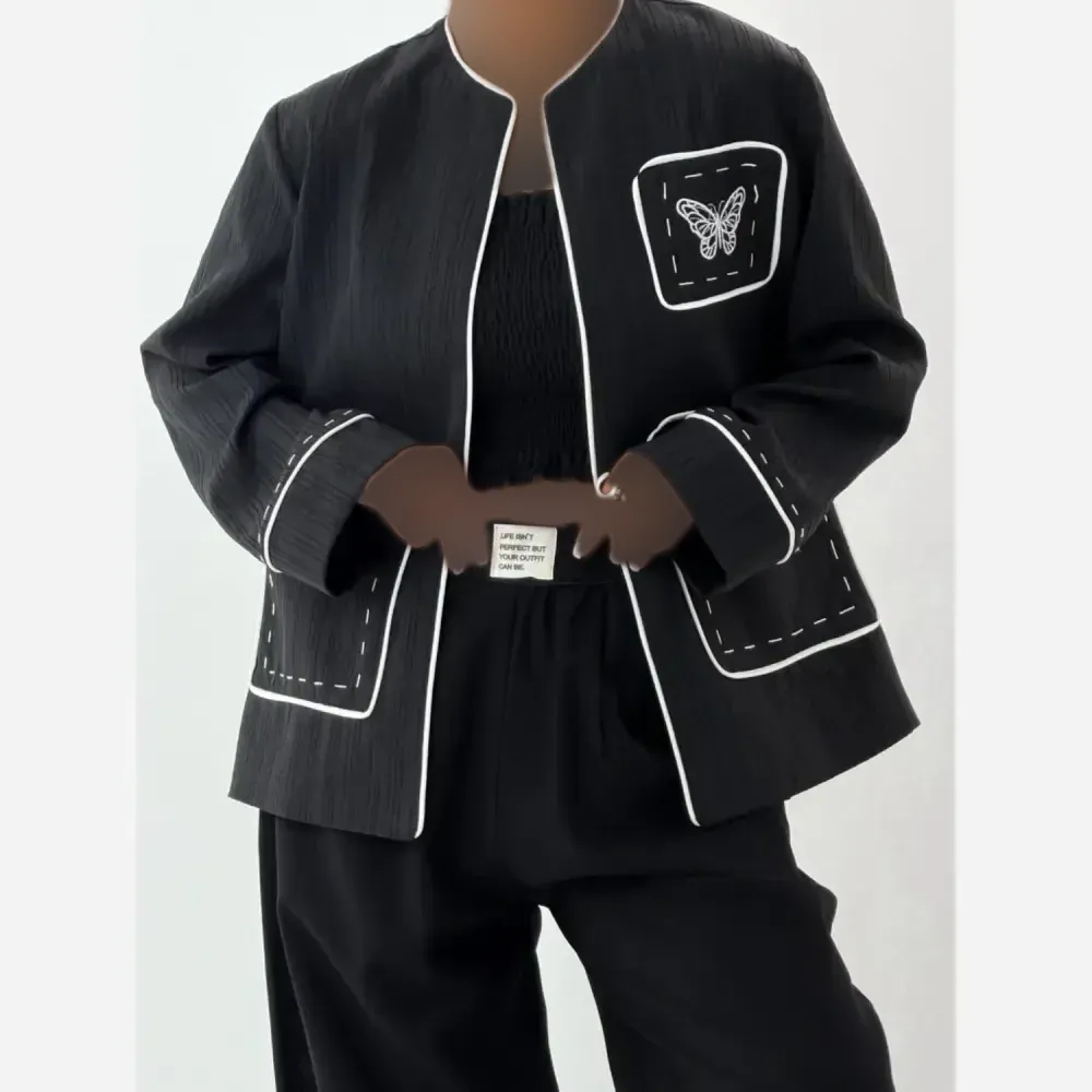 کت زنانه مدل پروانه جنس توکی ترک گلدوزی شده سایز بزرگ