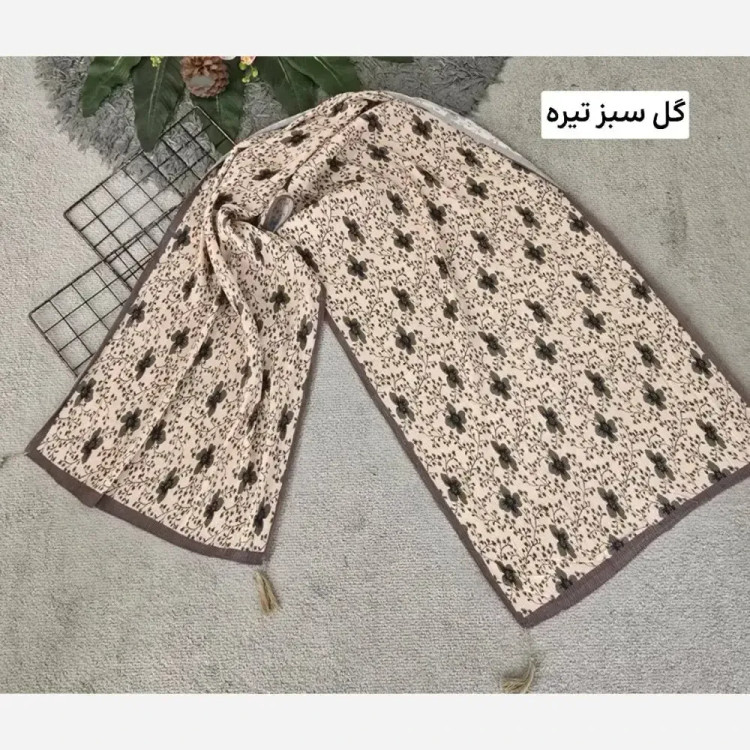 شال زنانه برشکا طرح گل گلی پلیسه قواره بزرگ ابعاد 175 در 75 سانتی متر