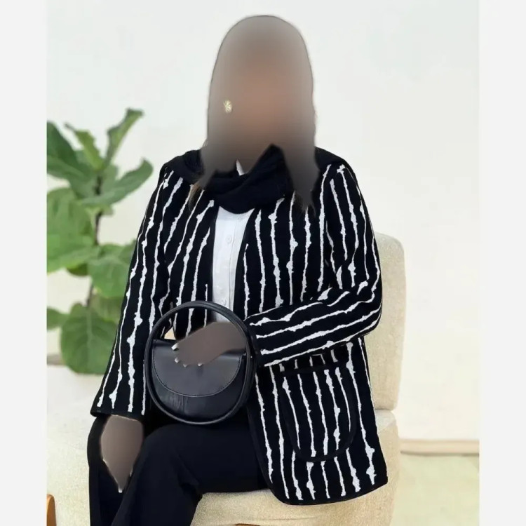 کت زنانه مدل الیزا جنس تافته سوزن دوزی رنگ مشکی سایز فری 36 تا 46