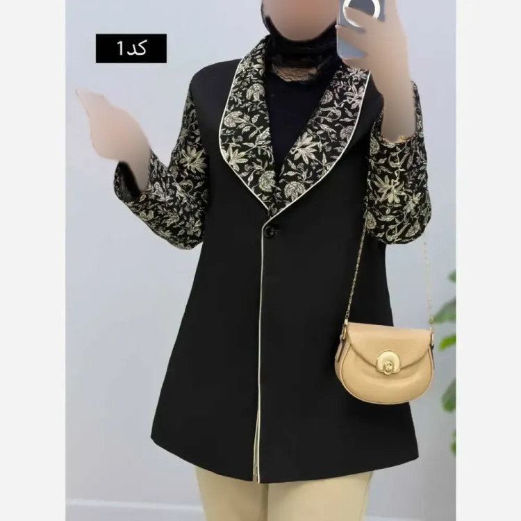 کت مجلسی زنانه مدل سحر جنس کرپ مازراتی و سوزن دوزی رنگ مشکی