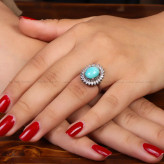 انگشتر فیروزه عجمی زنانه کد 34740