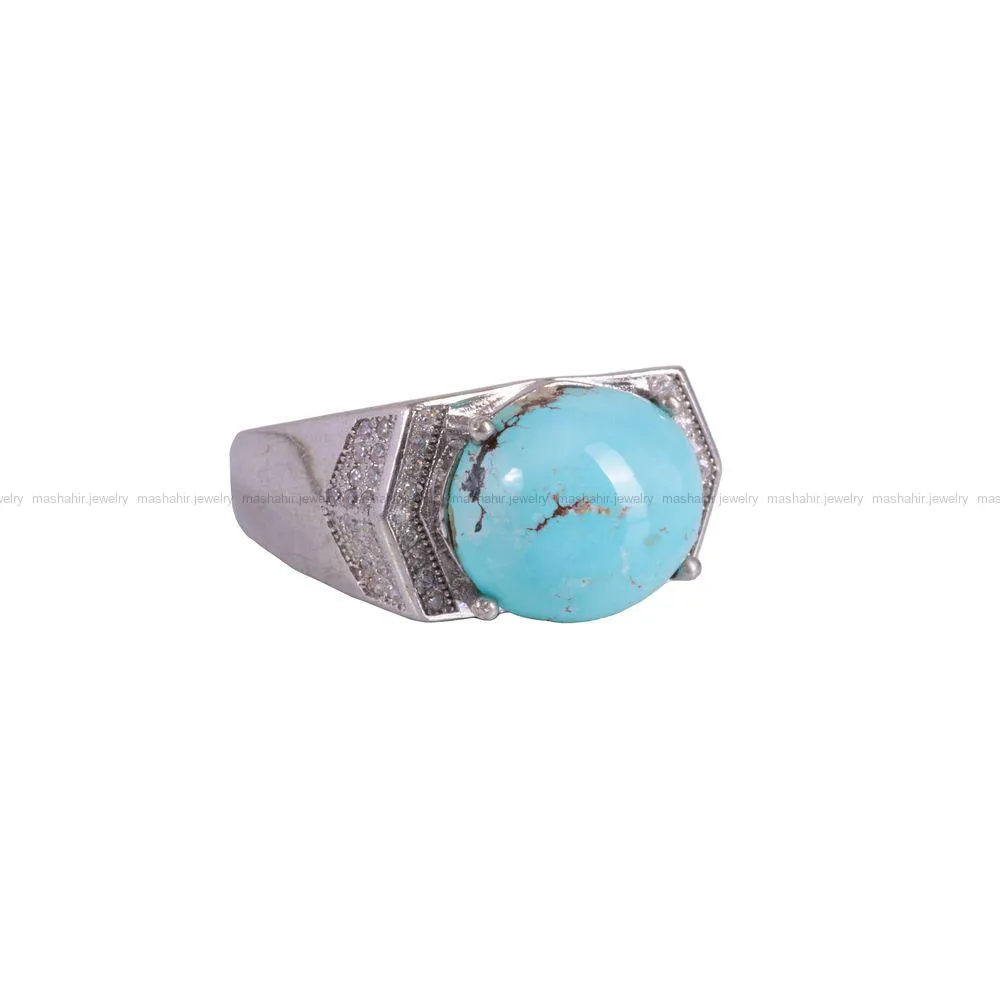 انگشتر فیروزه شجری مردانه کد 2695