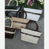کیف چرمی زنانه اسما ابعاد 28 در 16 رنگ مشکی سفید کرم نسکافه ای