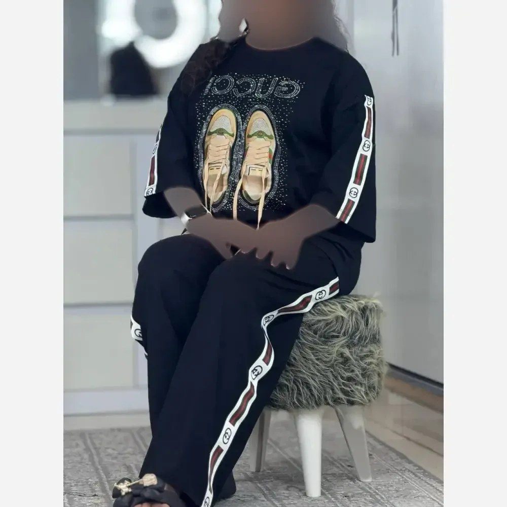 ست کتونی زنانه پنبه گلکسی رنگ مشکی سایز فری 38 تا 46