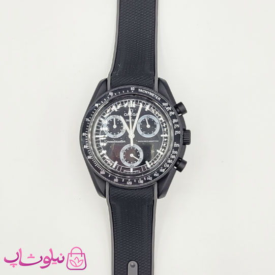 ساعت امگا سواچ moonswatch با بند رابر زنانه مردانه رنگ فول مشکی کیفیت مستر کد 3750