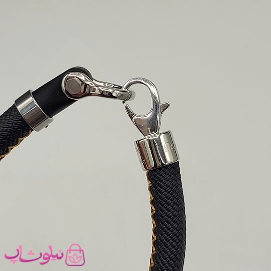 دستبند امگا رابر مشکی مردانه سایز لارج کیفیت مستر با دوخت نارنجی (طراحی جدید) کد 1550