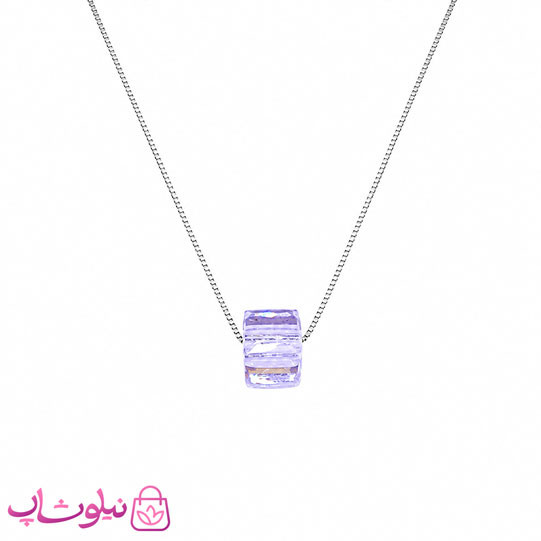 گردنبند زنانه نقره سواروسکی با کریستال بنفش ظریف کد 1700
