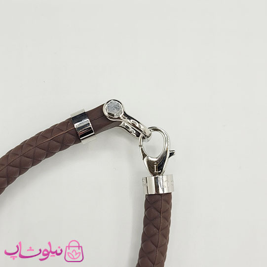 دستبند امگا رابر رنگ موکا (تناژ قهوه ای) با قفل نقره ای کیفیت مستر کد 900