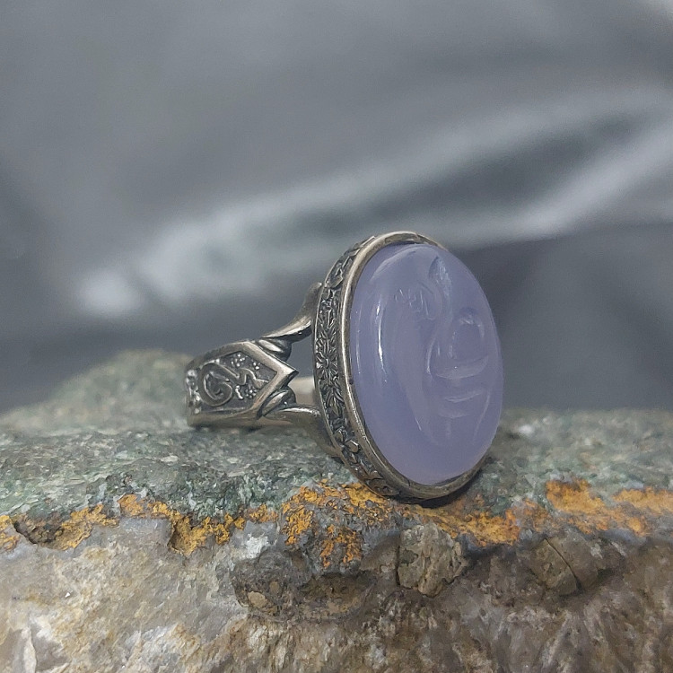 انگشتر نقره روس عقیق سوسنی اصل حکاکی علی علیه السلام