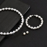 ست جواهری سه تکه مروارید تنیسی نقره ای